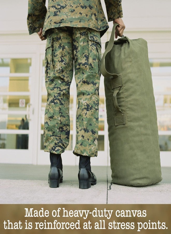 BaHoki Essentials Canvas Duffel Bag - Heavy Duty Top Load Duffel Sea Bag - Military Green Cargo Travel Bags - Image 3